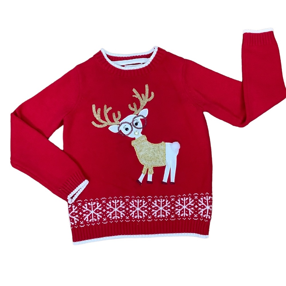 Maggie & Zoe Festive Red Sweater with Gold Accents